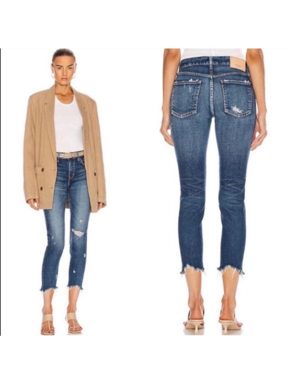 Moussy Vintage Glendele Distressed Skinny Jeans in Blue